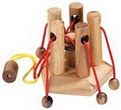 5 pilar string wooden puzzle made in chiang mai thailand wooden games iq puzzle
